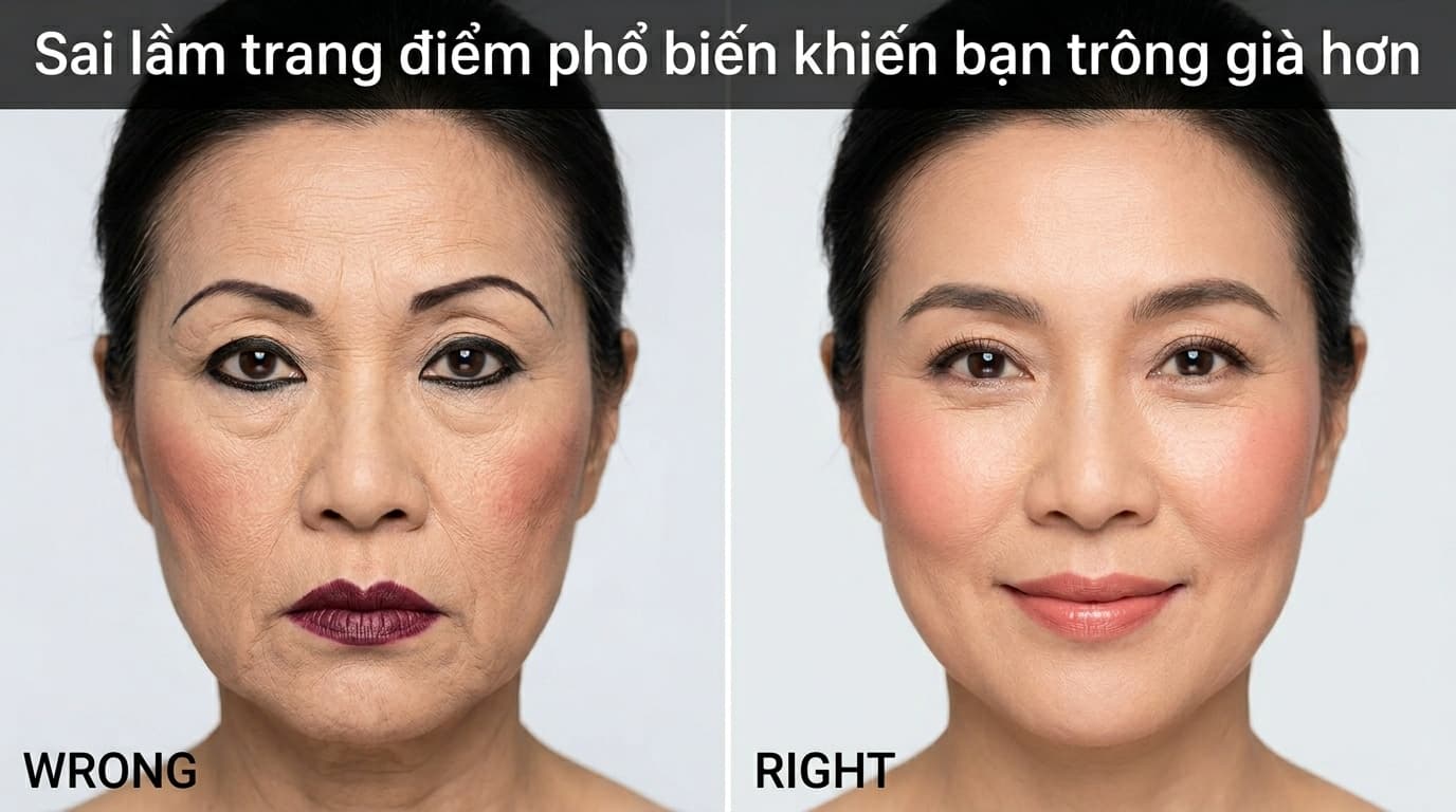 lỗi thường gặp khi đánh phấn khiến bạn già đi